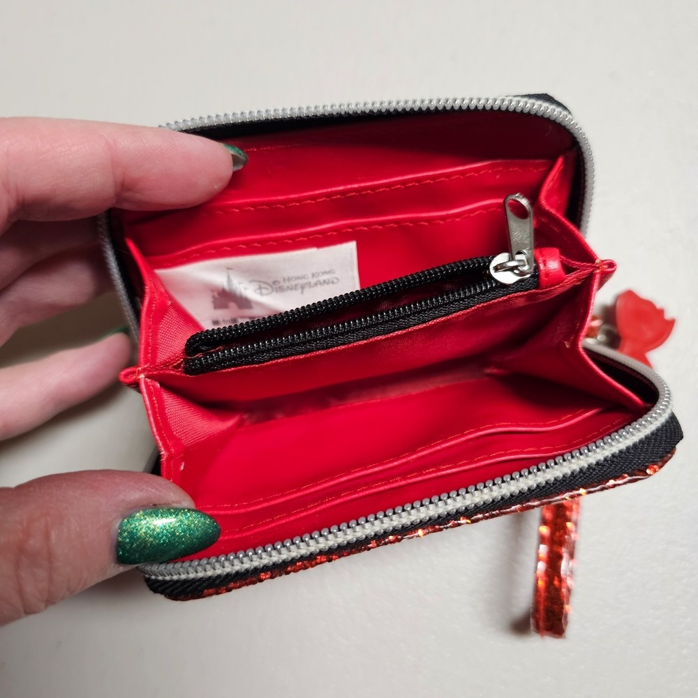Disney Minnie Mouse Red‎ Glitter Polka Dot Zip Around Wristlet Wallet Hong Kong - Picture 5 of 10